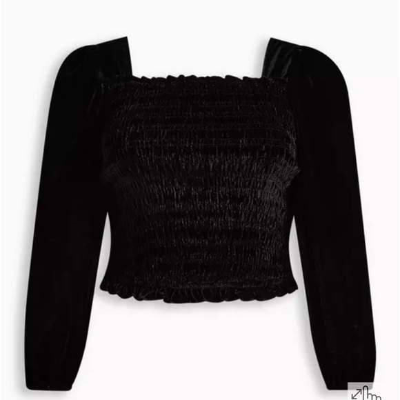 torrid Tops - Torrid Black Velvet Smocked Blouse
